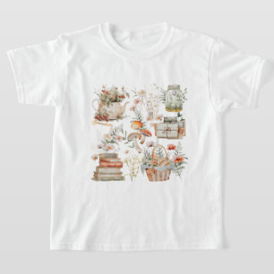 T-shirt Livres Champignons Floral Whimsical Cottagecore Ar
