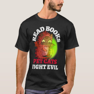 T-shirt Livres Chats combattre mal livre livre magique dra