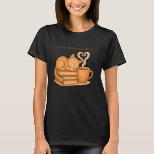 T-shirt Livres de chats et café Cœur Cozy Amoureux de chat