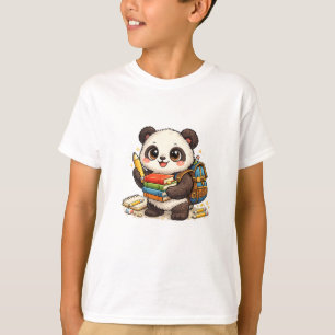T-shirt Livres d'élève Panda - Retour à l'école mignon