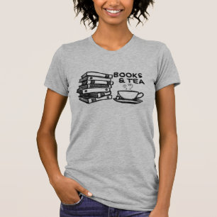 T-shirt Livres et thé tirés par la main