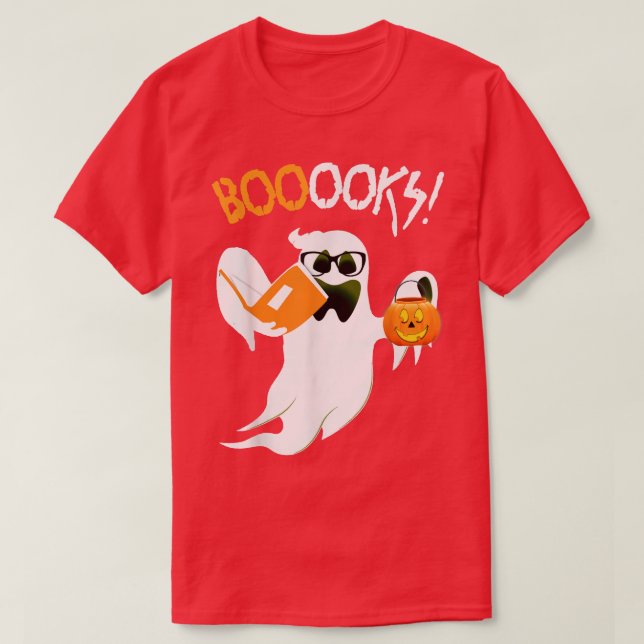 T-shirt Livres Ghost Boo Lire Livres Bibliothèque Enseigna (Design devant)