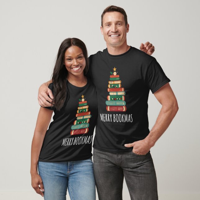 T-shirt Livres Noël Arbre Joyeux Livres (Unisexe)