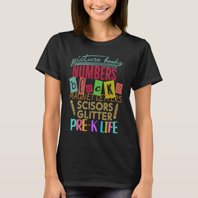 T-shirt Livres photos Numéros Blocs Lovely Pre K Life (Devant)