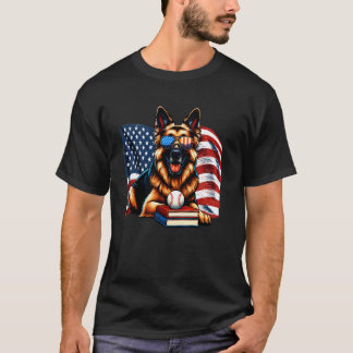 T-shirt Livres sur le chien berger allemand Baseball Drape