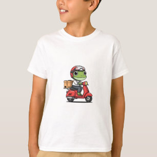T-shirt Livreur Grenouille Scooter Casque Rouge Enfants