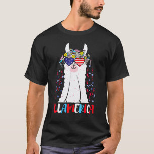 T-shirt Llama 4 juillet Llamerica avec lunettes de soleil