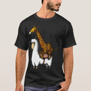 T-shirt Llama à cheval sur une girafe