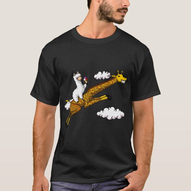 T-shirt Llama à cheval sur une girafe (Devant)