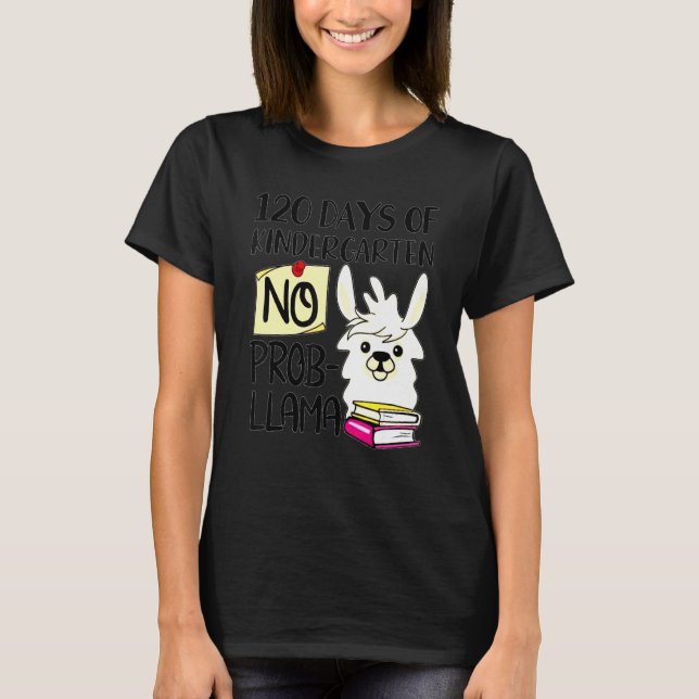 T-shirt Llama & Alpaca Lovers 120 Days of Kindergarten No  (Devant)