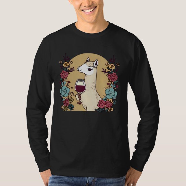 T-shirt Llama Alpaca Wine Design Alpaca Llama (Devant)
