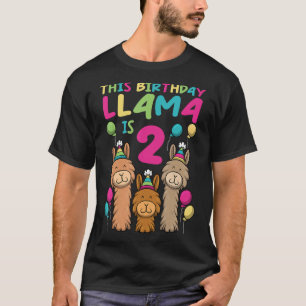 T-shirt Llama Anniversaire Pour Les Filles 2ème Anniversai