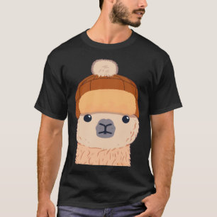 T-shirt Llama au chapeau d'hiver Personnage mignon
