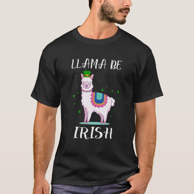 T-shirt Llama Be Irish - Clover Leaf Lama Goblin St. Patri (Devant)