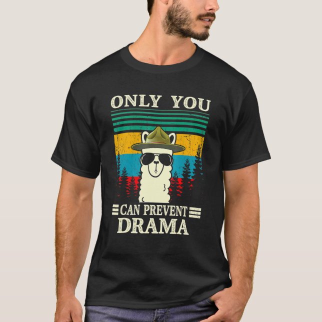T-shirt Llama Camping Seulement Vous Pouvez Empêcher Drama (Devant)