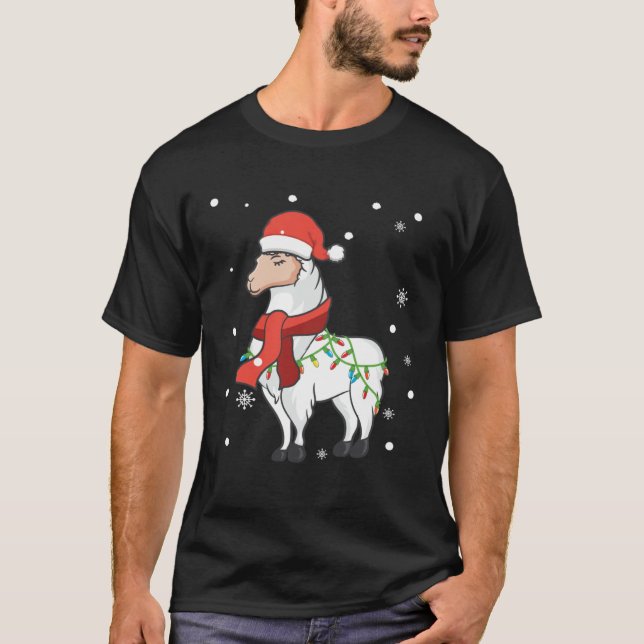 T-shirt Llama Christmas Lights Sturdy Animals  Alpaca Xmas (Devant)