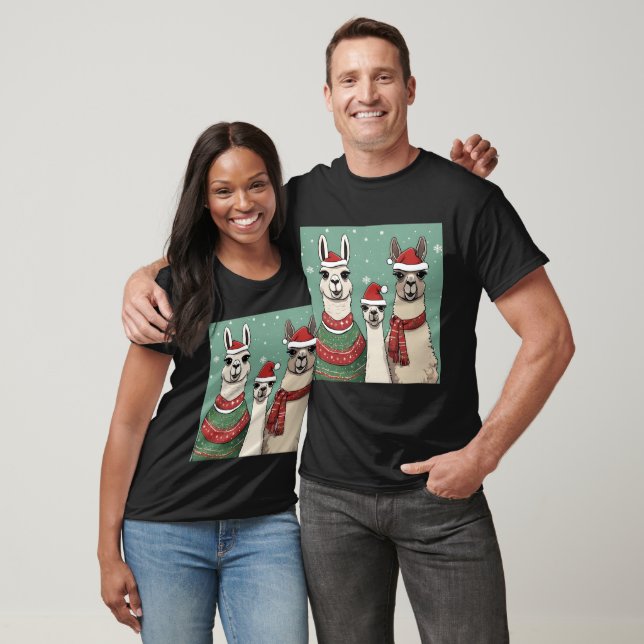 T-shirt Llama Christmas Portrait (Unisexe)