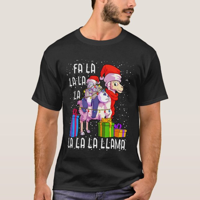 T-shirt Llama Christmas Pyjama Panda Koala Lover (Devant)