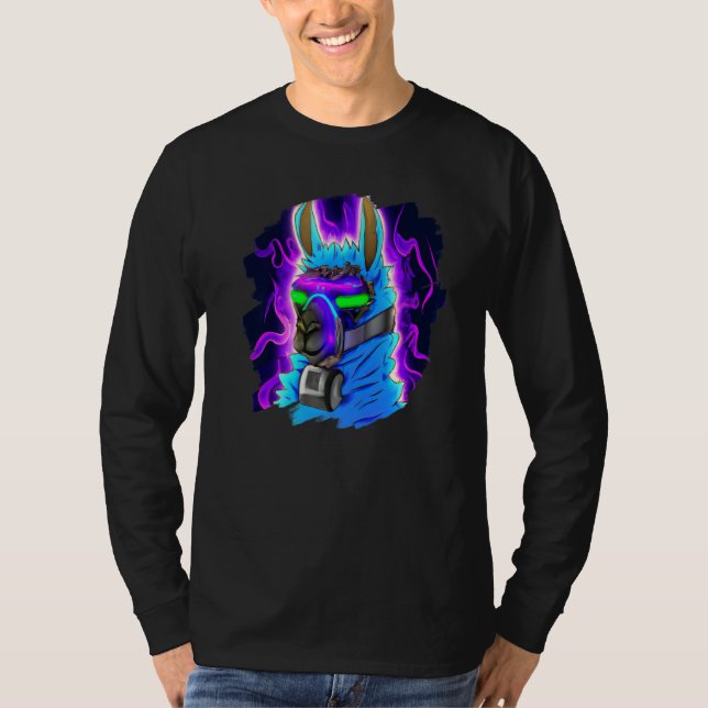 T-shirt Llama Cyborg Robot Llama Cool Artistic Retro Alpac (Devant)