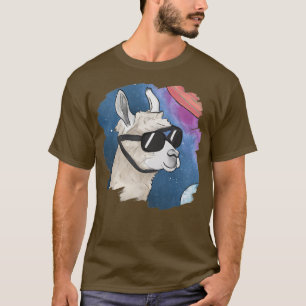 T-shirt Llama dans l'espace Portant des lunettes de soleil