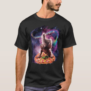 T-shirt Llama de l'espace arc-en-ciel drôle sur pizza roul