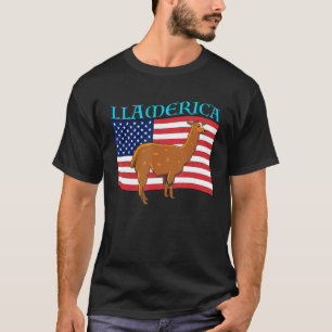 T-shirt Llama Drapeau Américain LLAMERICA Patriotique 4 Ju