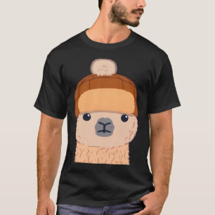 T-shirt Llama en hiver Casquette mignonne caractère