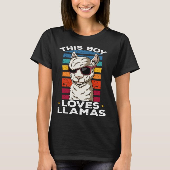 T-shirt Llama Farm Animals This Boy loves Llamas (Devant)