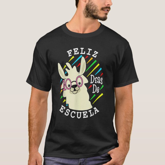 T-shirt Llama Feliz 100 Dias De Escuela 100 Days Of School (Devant)