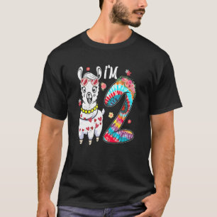 T-shirt Llama I'm 2 year old Girl Thème 2ème anniversaire