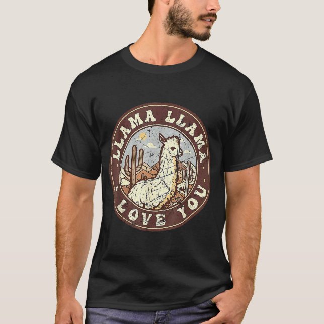 T-shirt Llama Llama I Love You Retro Style touche d'Alpaca (Devant)