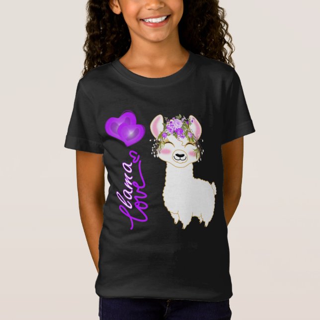 T-Shirt Llama Love - Purple - Coeurs (Devant)