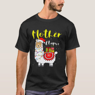 T-shirt Llama Mère Lumières Chapeau de Père Noël Xmas Pyja