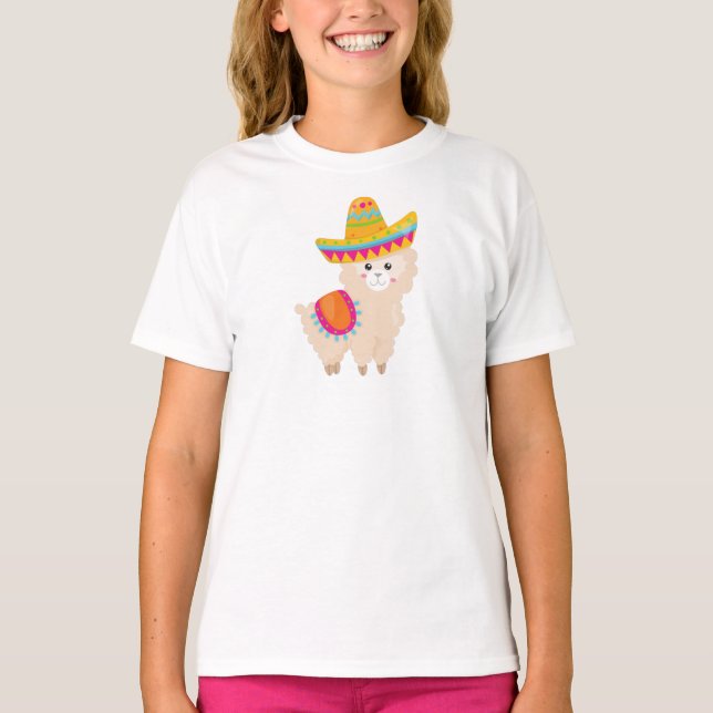 T-shirt Llama mexicaine, Llama mignonne, Alpaca mignonne,  (Devant)
