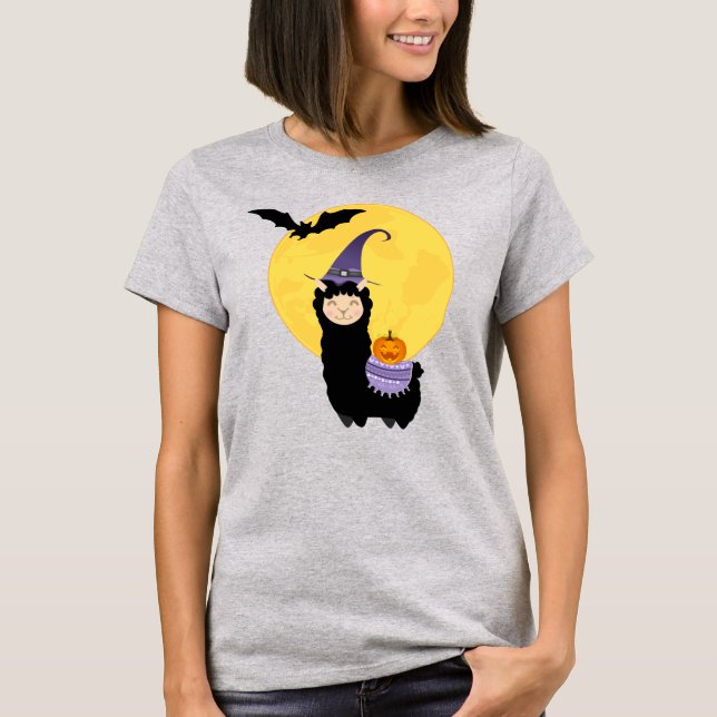 T-shirt Llama noire d'Halloween (Devant)