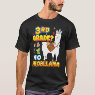 T-shirt Llama Pas De Problème Retour À L'école 3ème Année