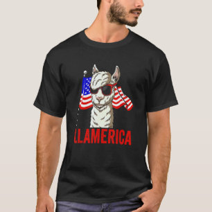 T-shirt Llama Patriotique Llamerica Alpaca 4 Juillet