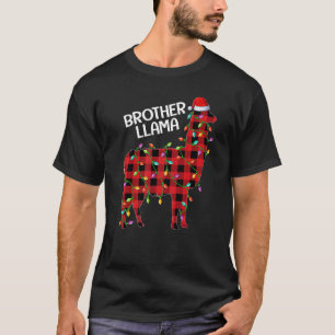 T-shirt Llama Red Buffalo Plaid Brother Llama Christmas Pa