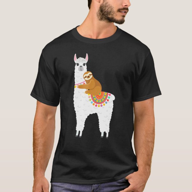 T-shirt Llama & Sloth Sleeping, Pyjamas Sleepwear Nightgo (Devant)
