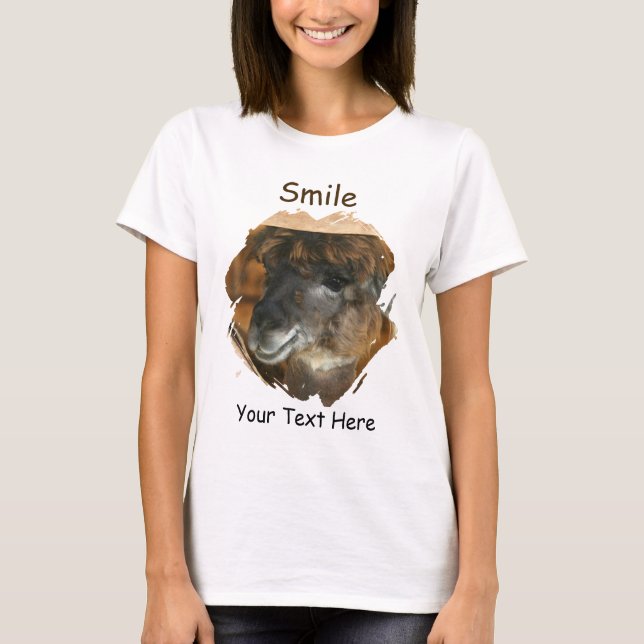 T-shirt Llama Smile Cute Animal  (Devant)