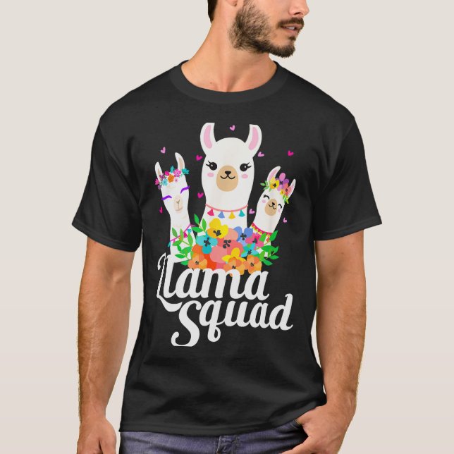 T-shirt Llama Squad Funny Cute Llama Matching  (Devant)