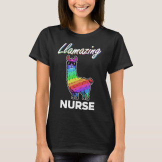 T-shirt Llama T Shirt Llamazing Nurse Médicale Cool arc-en