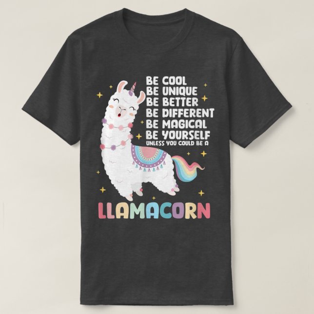 T-shirt Llama Unicorn Be A Llamacorn  (Design devant)