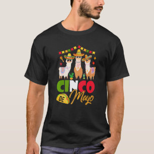 T-shirt Llamas Mignons Drôles Portant un Sombrero Cinco De