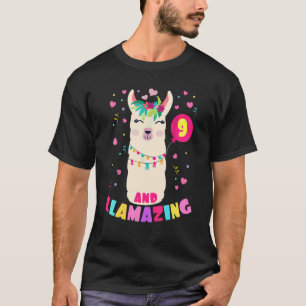 T-shirt Llamazage 9 Ans Fille Anniversaire Cute Llama Alp