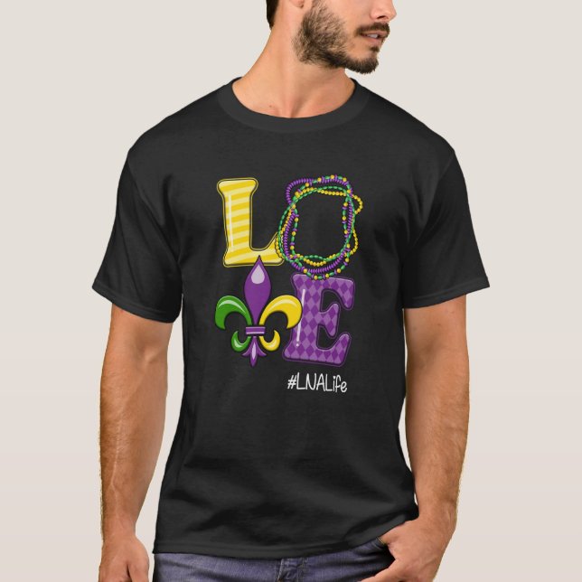 T-shirt LNA Nurse Mardi Gras Leopard Festival Party (Devant)