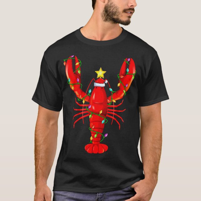 T-shirt Lobster Lighting Xmas Tree Matching Lobster Christ (Devant)