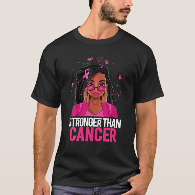 T-shirt Loc'd Cheveux Femme noire forte que le cancer Brea (Devant)