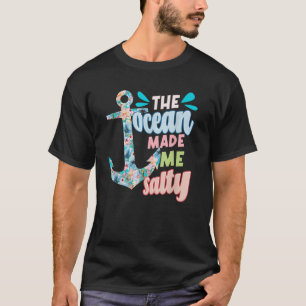 T-shirt L'Océan M'A Fait Salé Bateau Drôle Ancho Floral