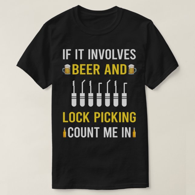 T-shirt Lock de prélèvement de bières et de verrous de cue (Design devant)